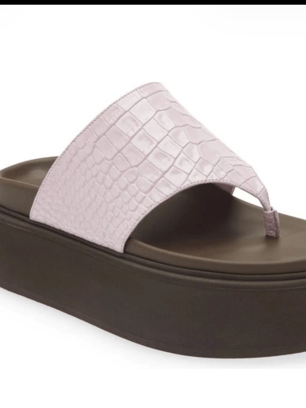 The Attico Pink Croc-Embossed Platform Thong Sandals